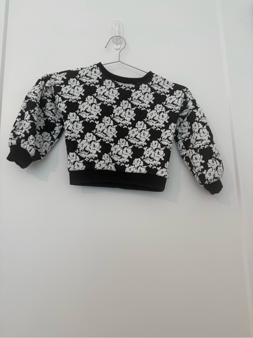 Janie and Jack Black and White Floral Sweatshirt
